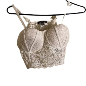 Haute monde white lace cropped top